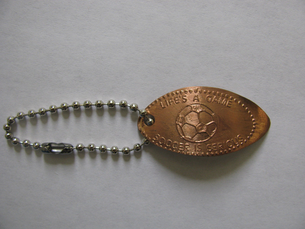 Elongated - Squashed - Pressed Soccer Penny Keychain