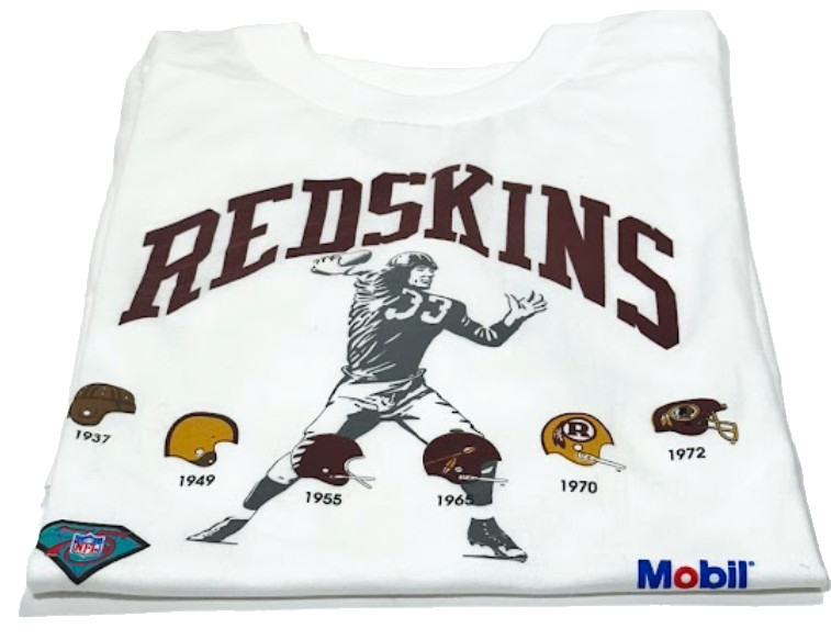 Washington Redskins Vintage Graphic T-Shirt L White NFL Helmet Timeline New
