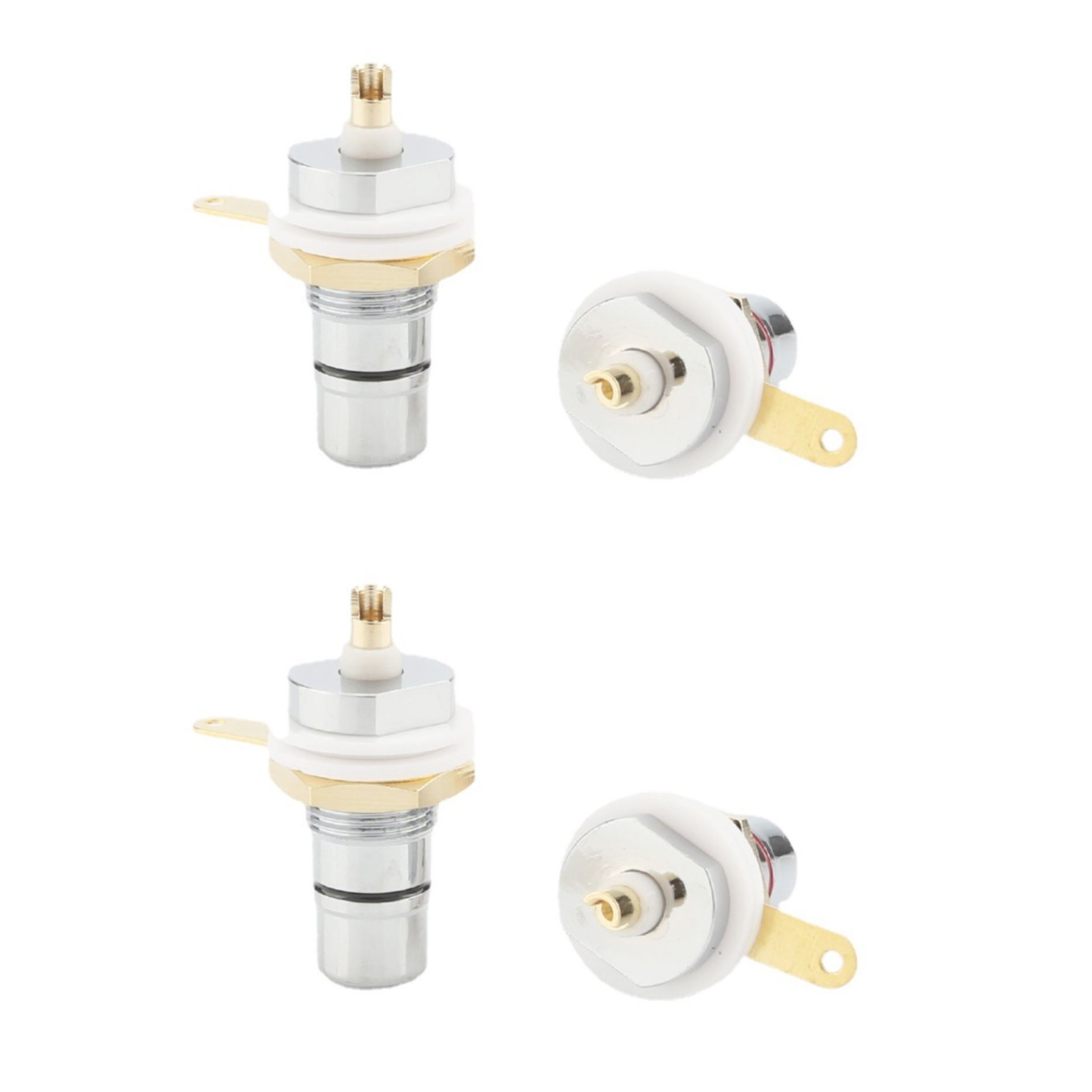 4Pcs/Set Rhodium RCA Socket Female Panel Mount Plug Audio DIY Terminal Chassis