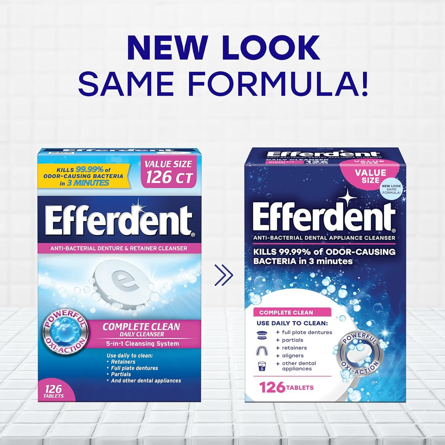 Efferdent Denture Cleanser Tablets, Complete Clean, 126 Tablets