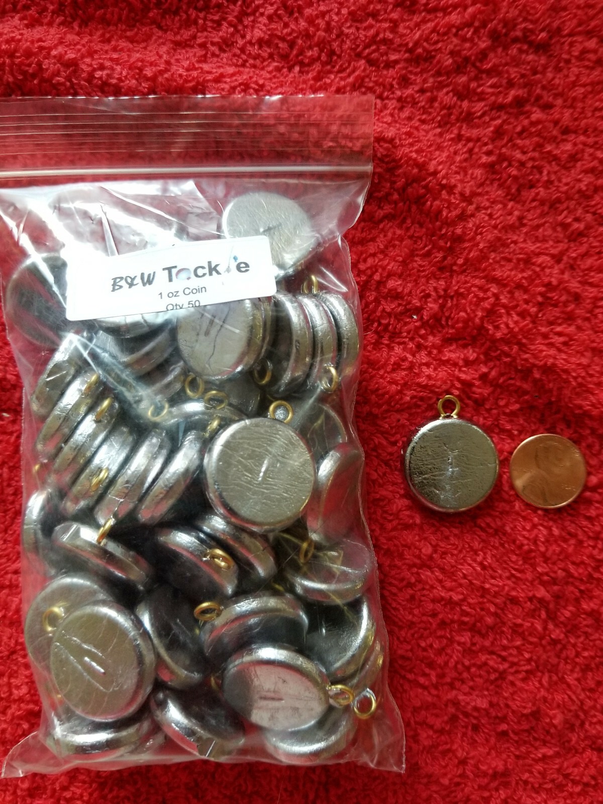 50 PCS ROUND FLAT COIN RIVER SINKERS (25 of 1 oz & 25 of 2 oz) FREE shipping