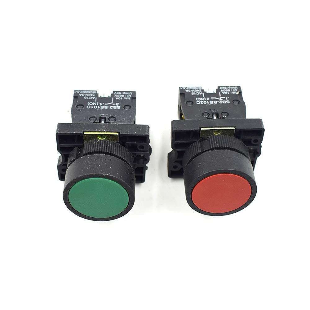 Momentary Push Button Switch, 1 Green NO & 1 Red NC, DPST AC 660V, On Off...