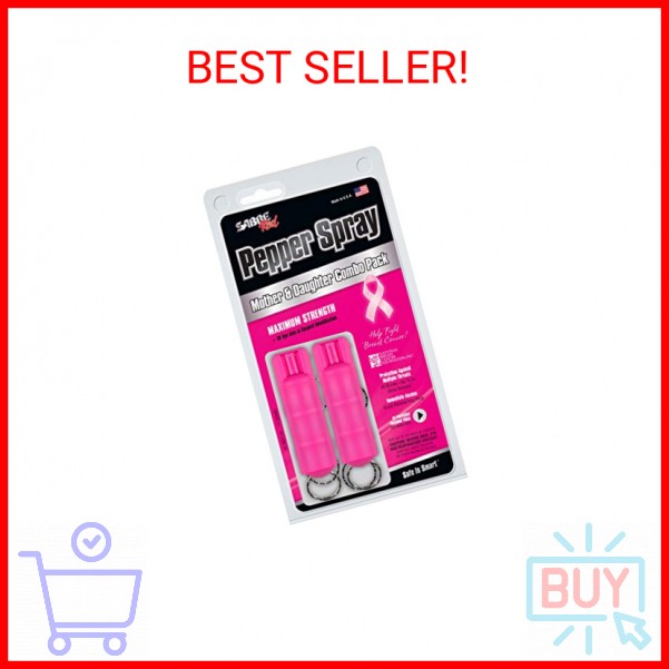 SABRE Red Pepper Spray 2-Pack - Police Strength - with Durable Pink Key Case, Fi