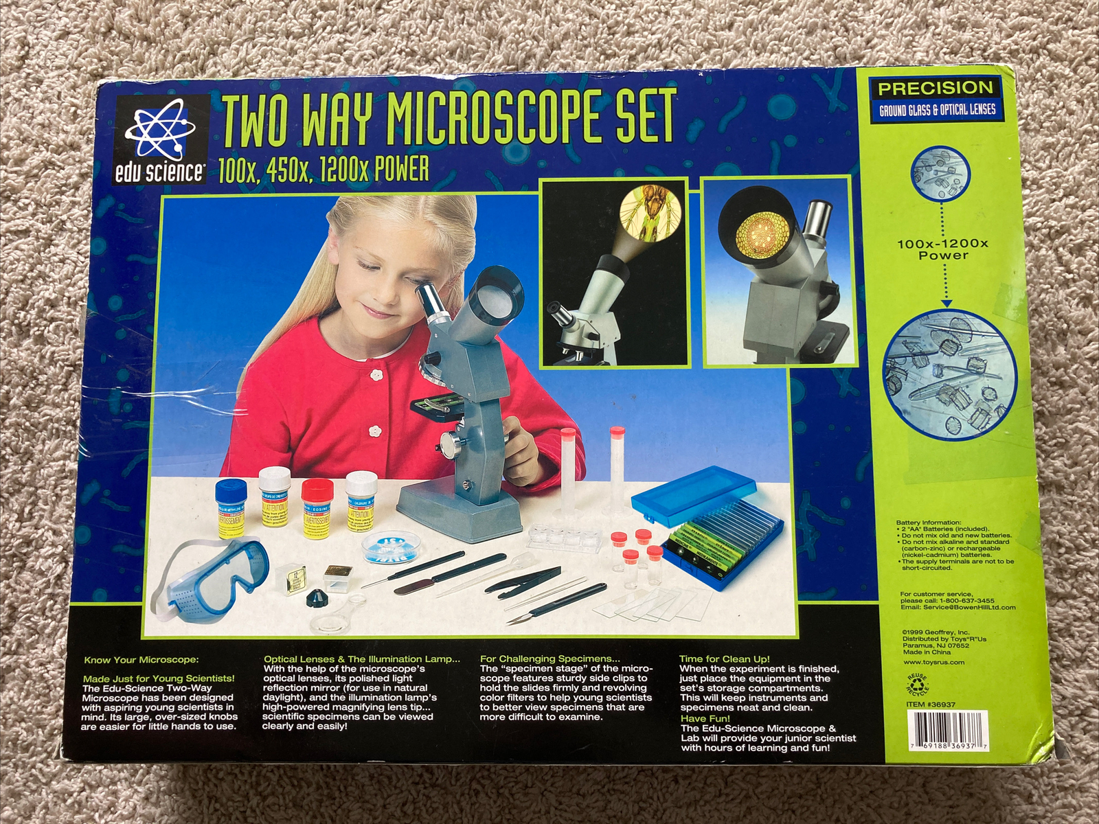 Two Way Microscope Set Edu Science 100x,300x,1000x power ages 10+ includes CD