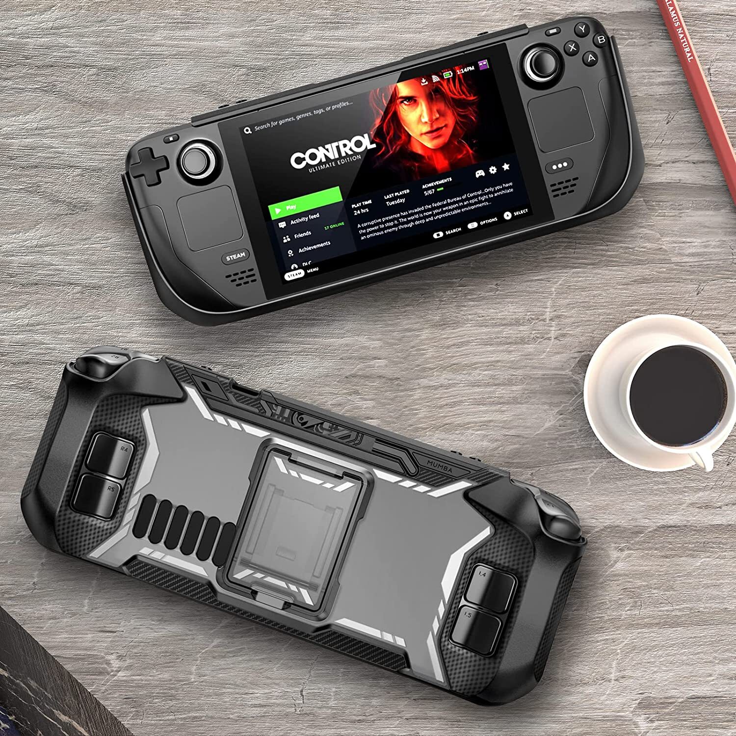 Mumba For Steam Deck 2022 Console Grip Case with Kickstand Ergonomic Cover Shell