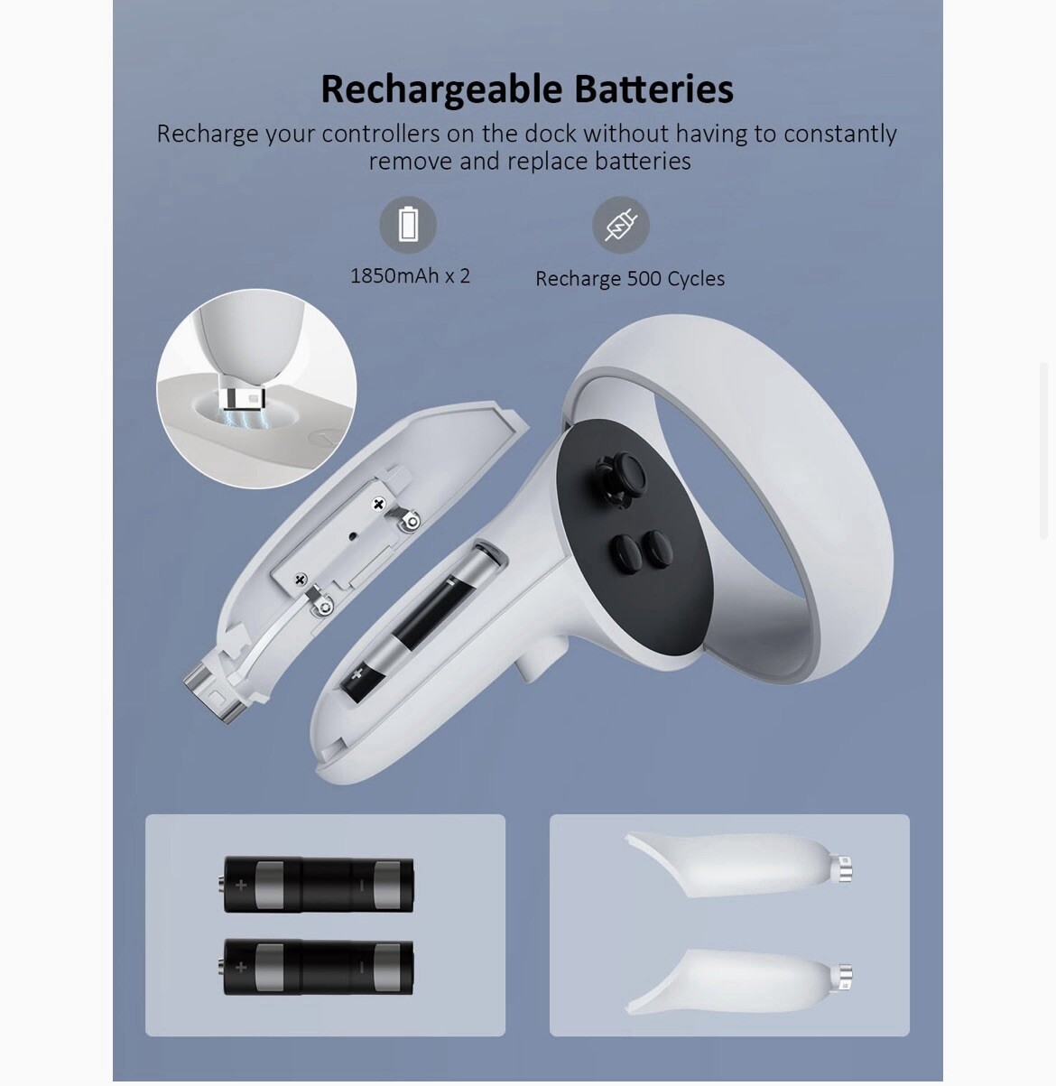 NexiGo S20 Enhanced Charging Dock for Meta Oculus Quest 2 Headset Controller