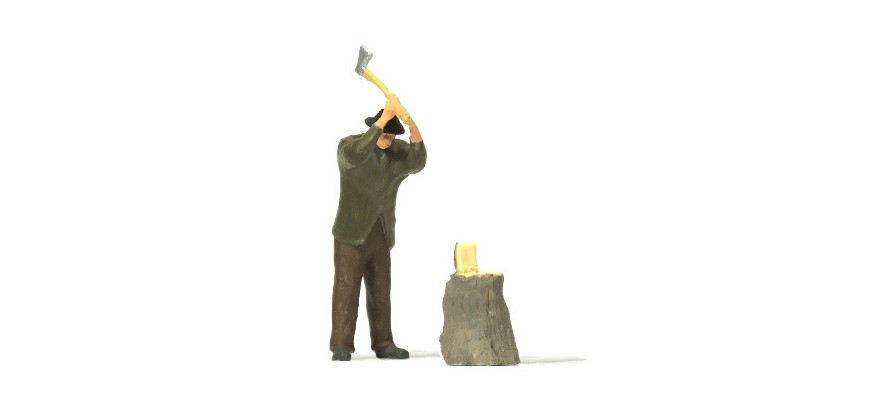 Preiser 28113 HO Scale Chopping Wood Figure