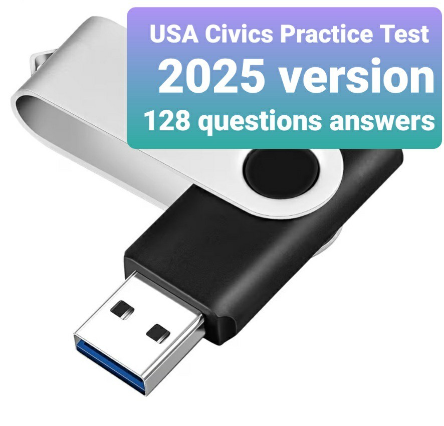 USA 2025 Version Citizenship English Civics Test 128 Questions Answers Audio USB