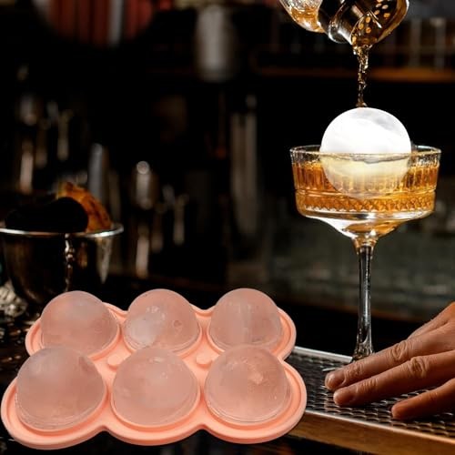 2 Pack Silicone Ice Cube Trays, Pink Rose Ice Cube Mold, Large rose&round