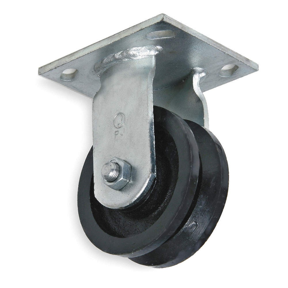 GRAINGER APPROVED 1NWB3 Plate Caster,Rigid,Iron,5 5/8"H 1NWB3