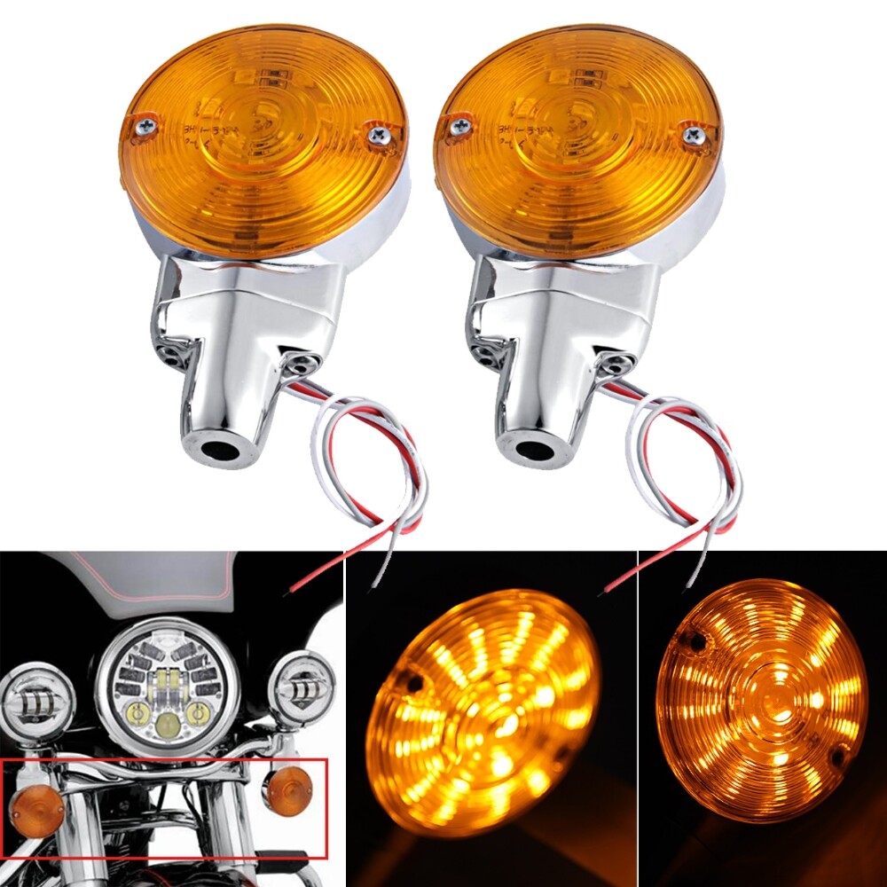 Front Flat Turn Signal Lights For Harley Heritage Softail Classic FLSTC 1999-17