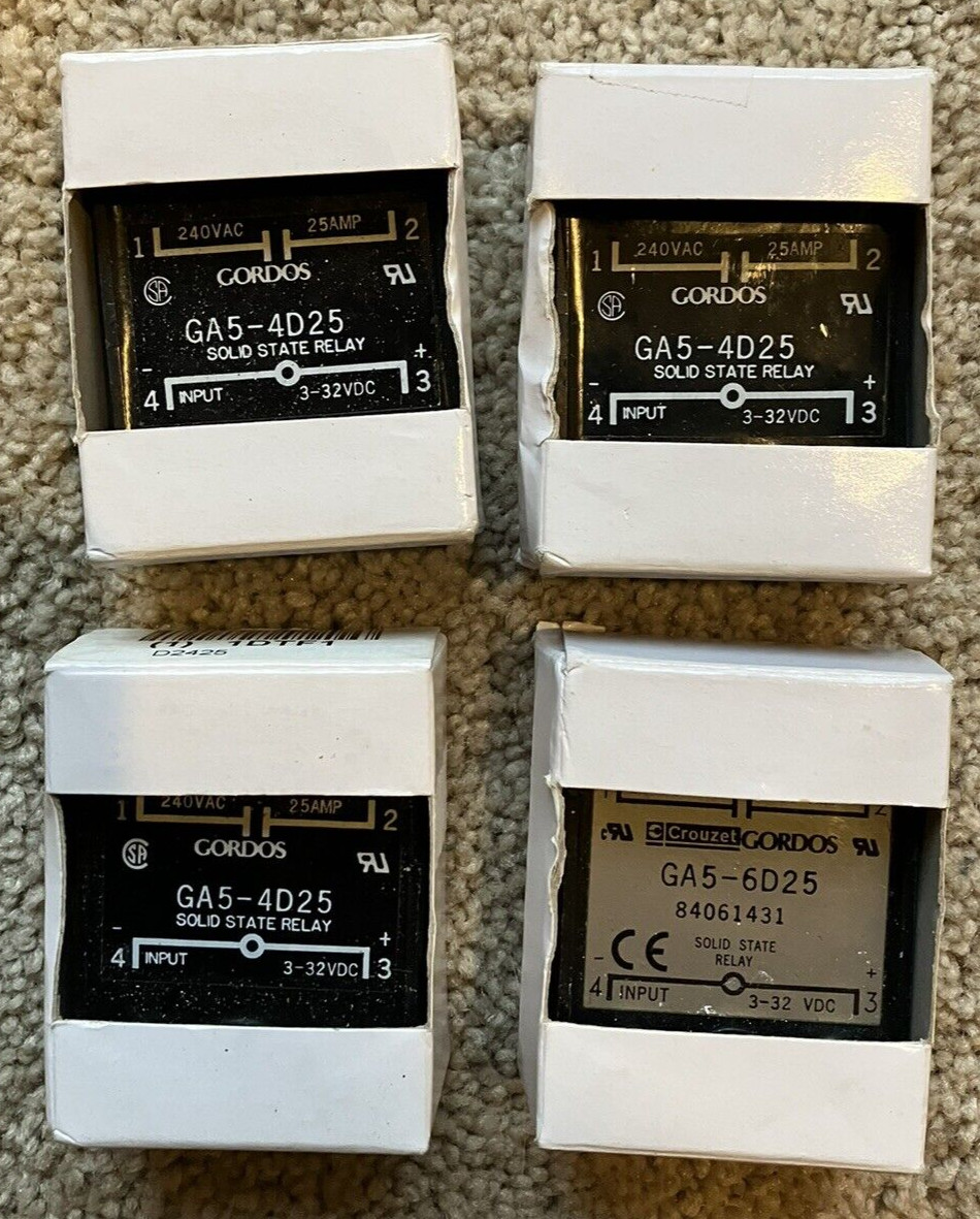 Lot of 4 - GORDOS  SOLID STATE RELAY GA5-6D25 & GA5-4D25 240VAC 25AMP GA5-6D25