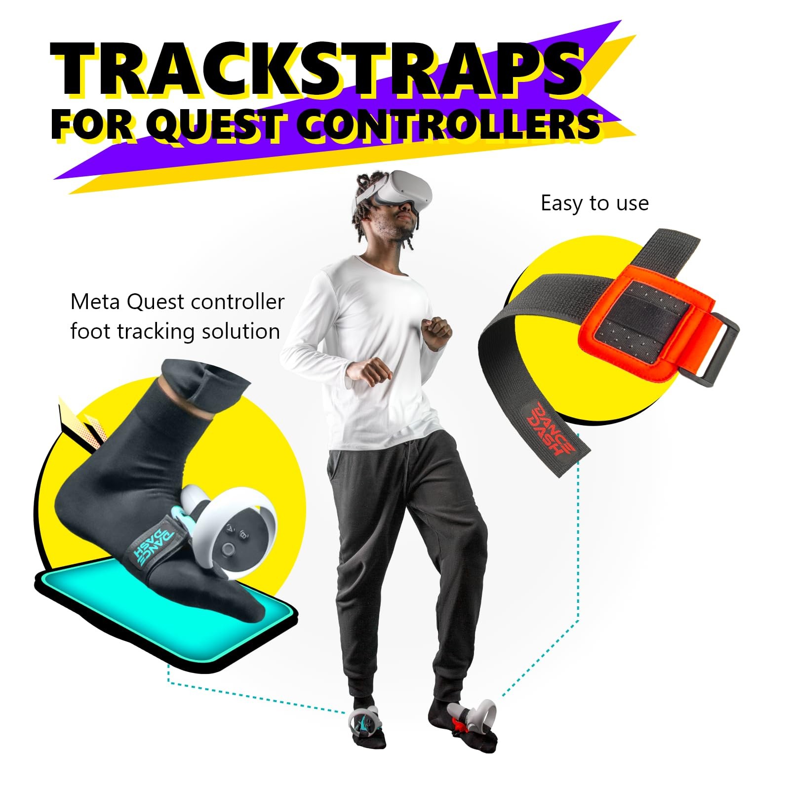 Trackstraps VR Tracker Straps - Compatible with Meta Quest 2, Pro,Rift S, for...