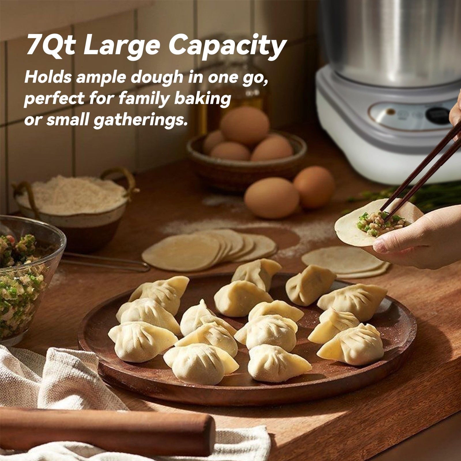 Dough Maker with Ferment Function 7.4Qt Large Capacity Large, Gray