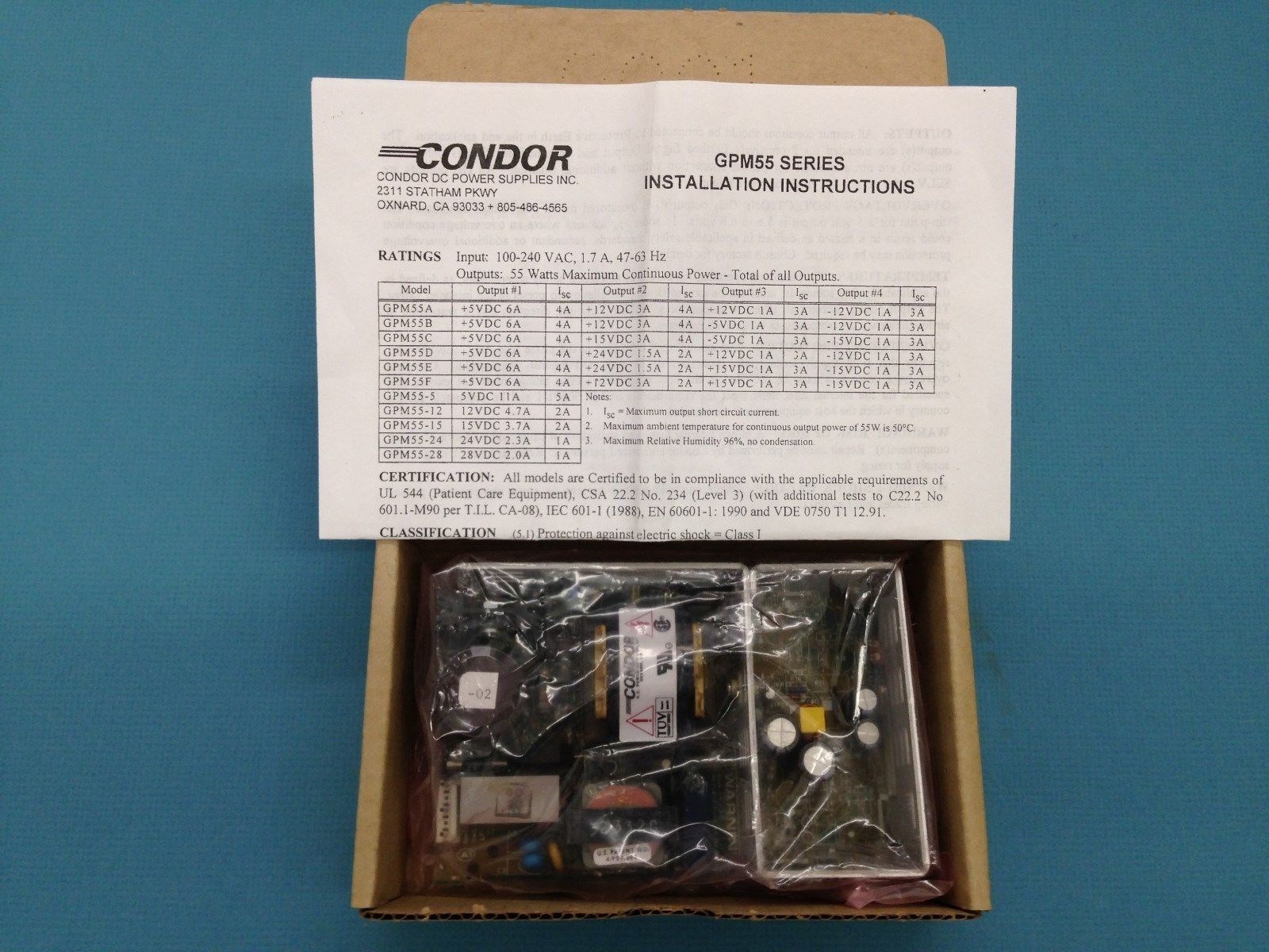 (1) Condor DC Power Supply Model GPM55-15