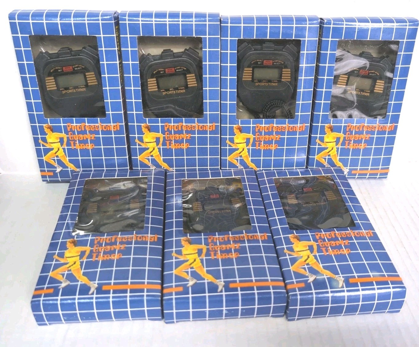 Vintage Professional Quartz Timer Stopwatch Lot Of 7 Fitness Sports Coach New