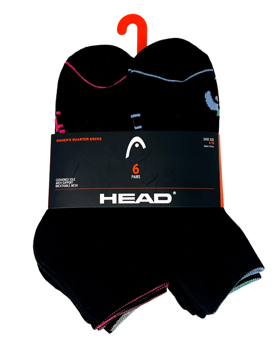 HEAD WOMEN'S QUARTER 6 PAIRS SOCKS SIZE 6-10