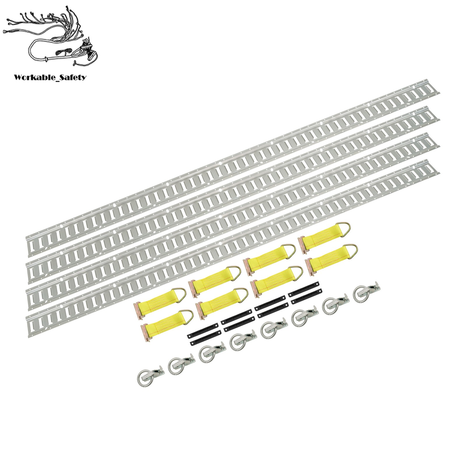Silver 28 Pack 8 Foot E Track Rails Zinc Plated Steel For Cargo Trailer Tie Down
