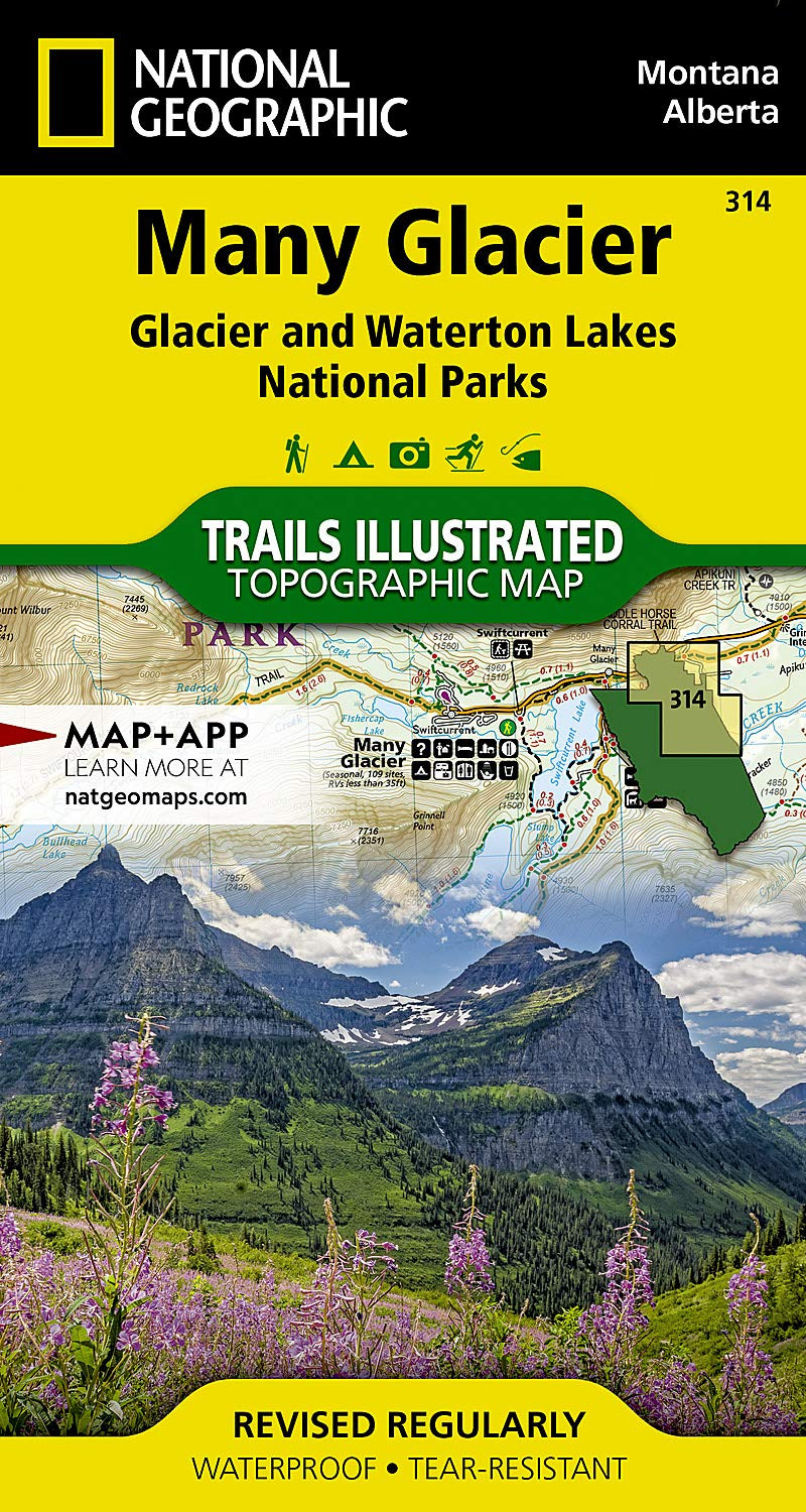 Many Glacier: Glacier and Waterton Lakes National Parks Map (National Geographic