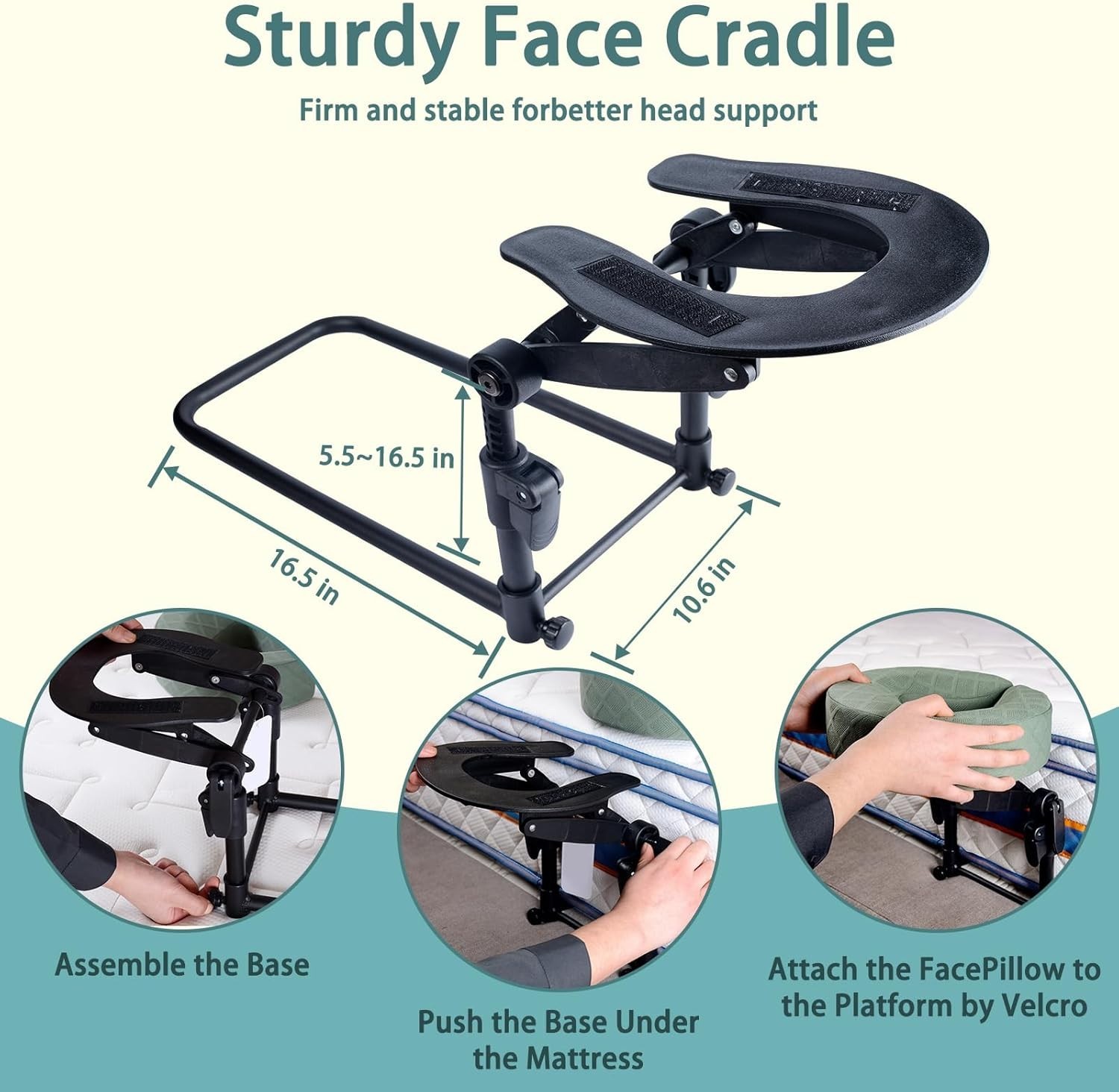 Massage Headrest for Bed, Adjustable Massage Face Cradle at Home, Portable Ma...