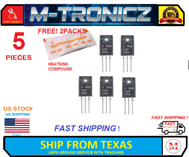 5  PCS LOT FQPF50N06  N-CHANNEL  MOSFET   FREE !  2 PACKS  OF HEATSINK COMPOUND