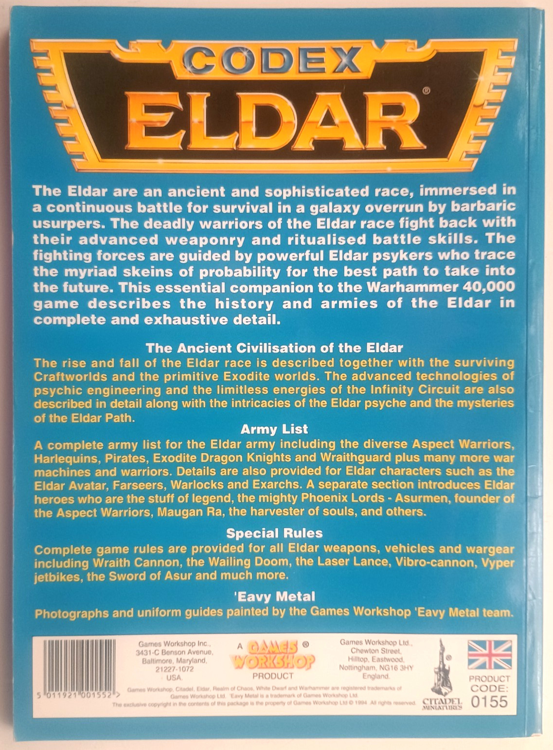 Codex Eldar 2nd Edition 1994 Warhammer 40k