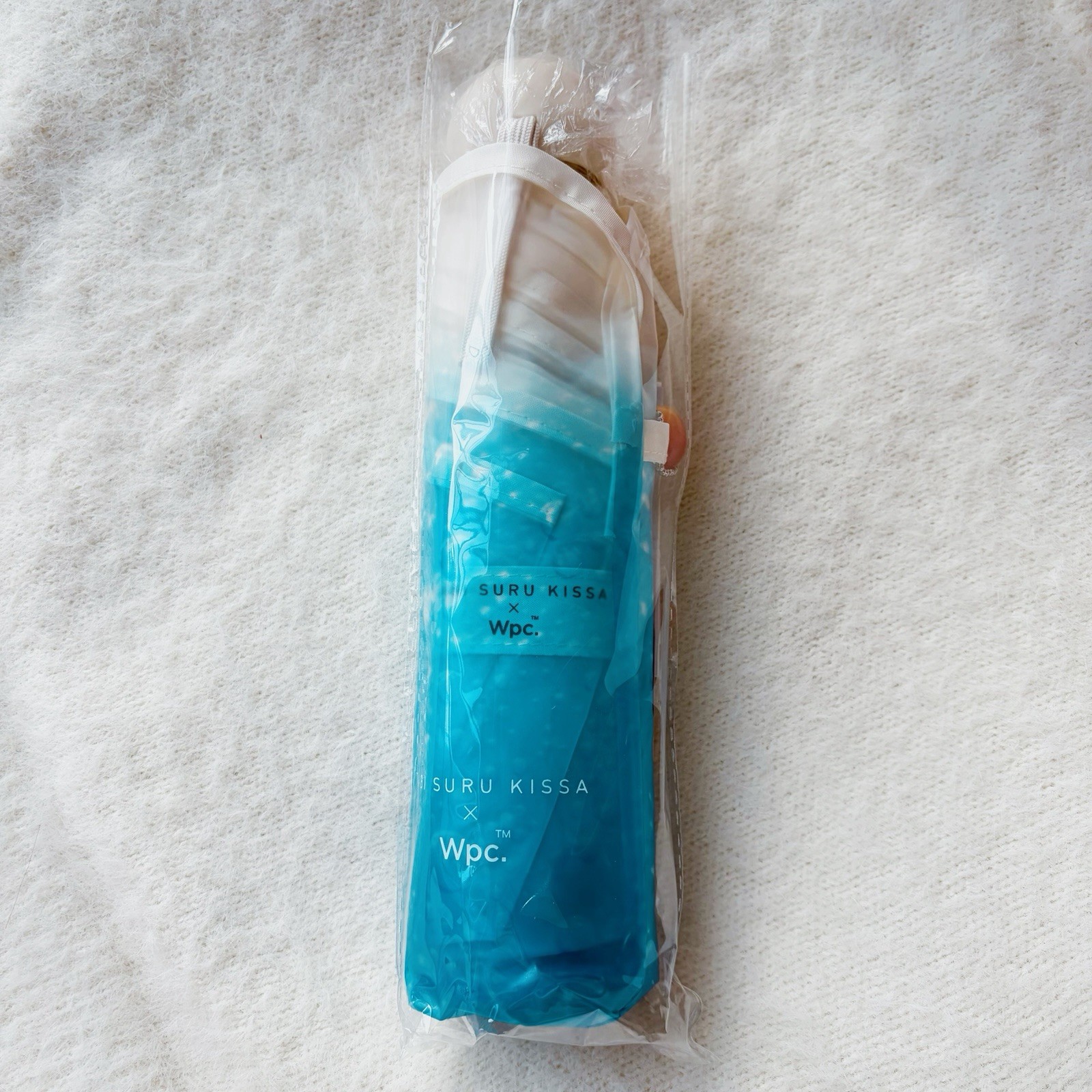Tabi suru Kissa x Wpc. Folding Vinyl Umbrella Blue Cream Soda Design Japan New