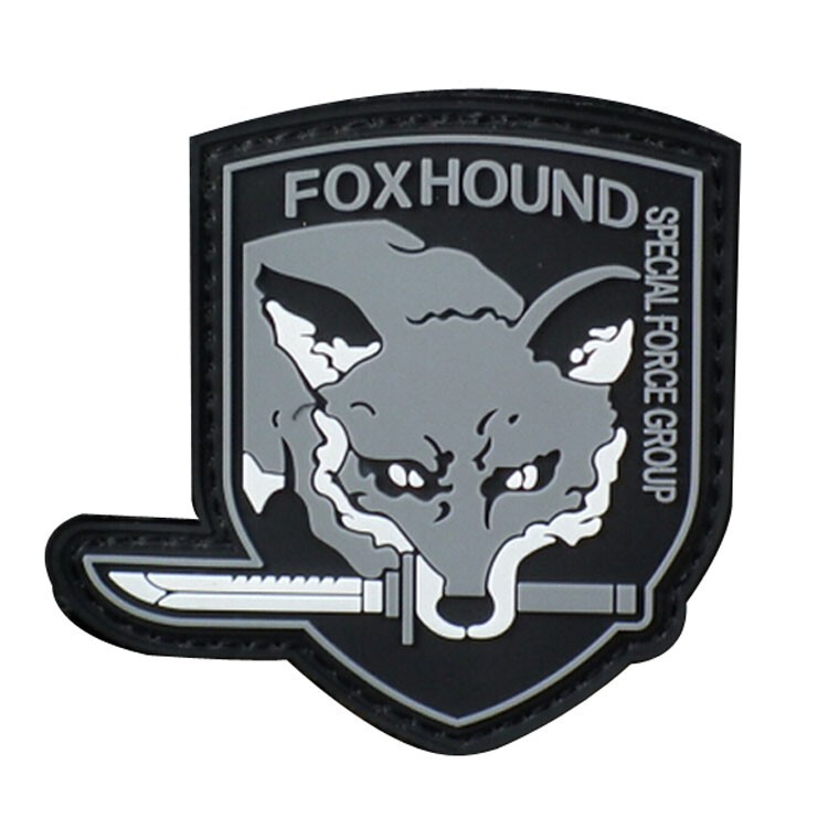 3D Pvc FOX HOUND Metal Gear Solid Specia Force Group Rubber Hook Loop Patch Gray