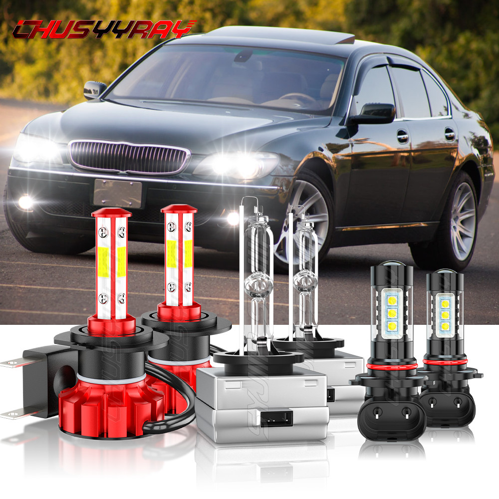 For BMW 750i 750Li 760Li 2006-2008 6X LED Headlight Hi/Lo + Fog Lights Bulbs