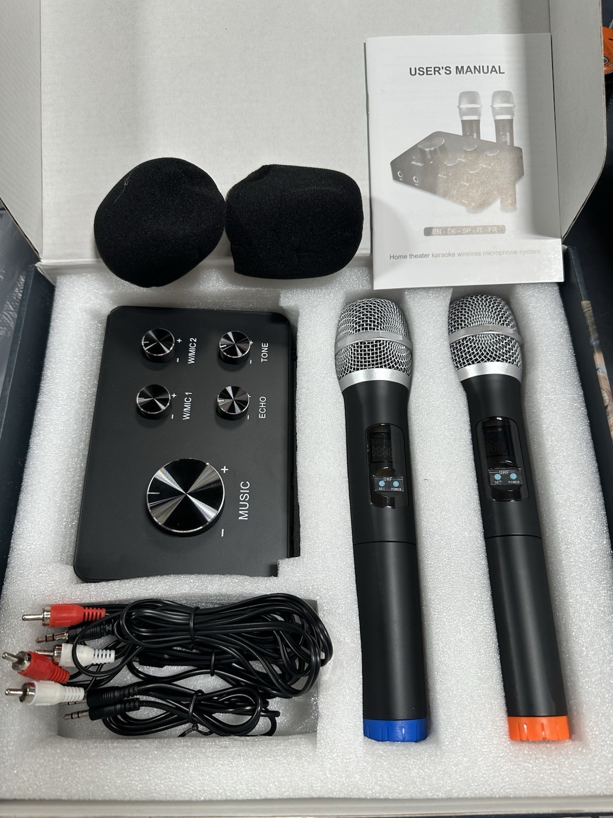 K201 Wireless Microphone Karaoke Mixer System, Dual Handheld Wireless Microphone