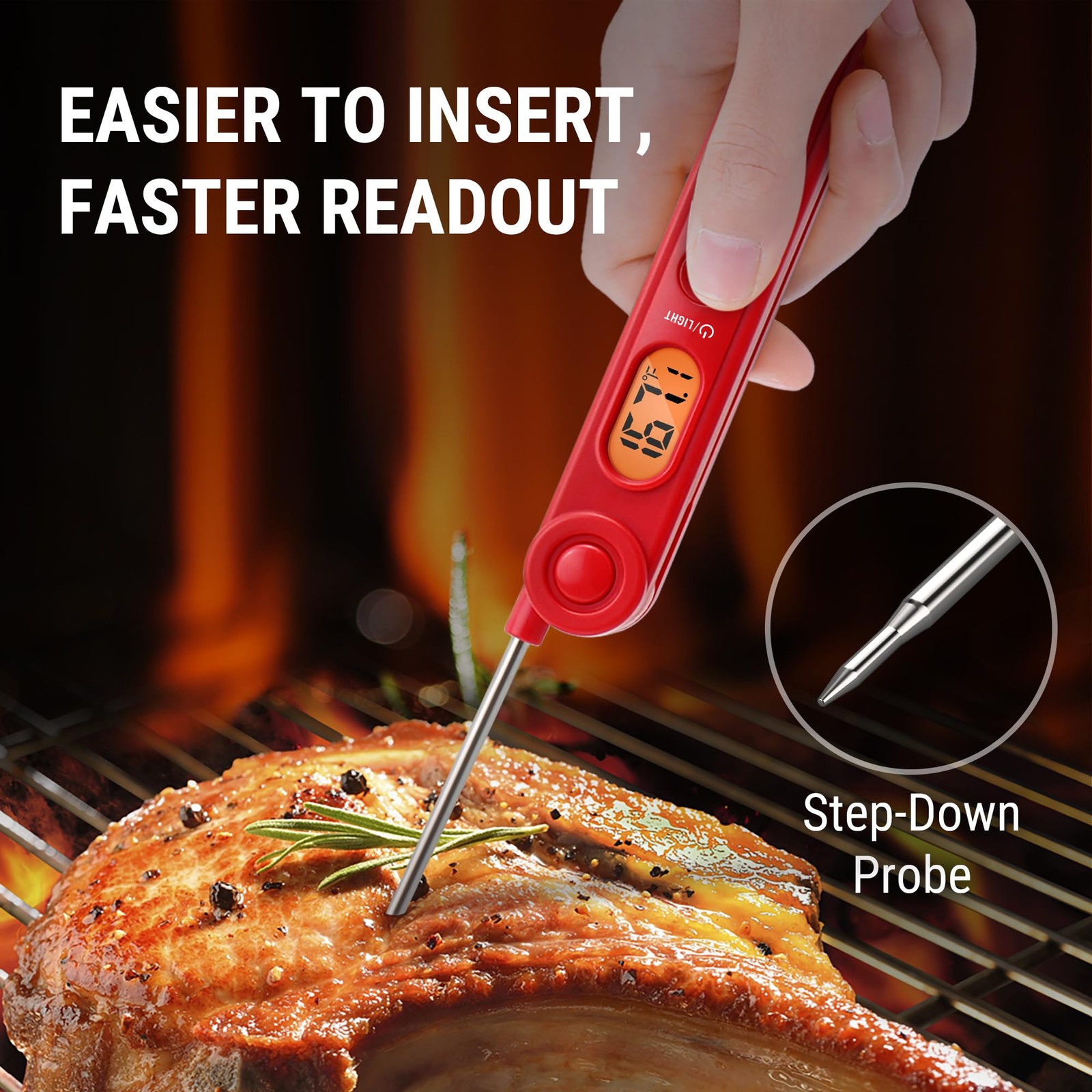 Instant Read Thermometer with Backlight, Kitchen Food Thermometer for Grill Smok