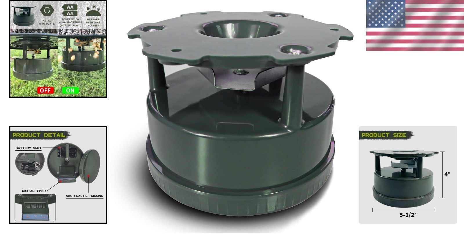 Portable All-in-One Deer Feeder Kit with Digital Timer & Metal Spin Plate