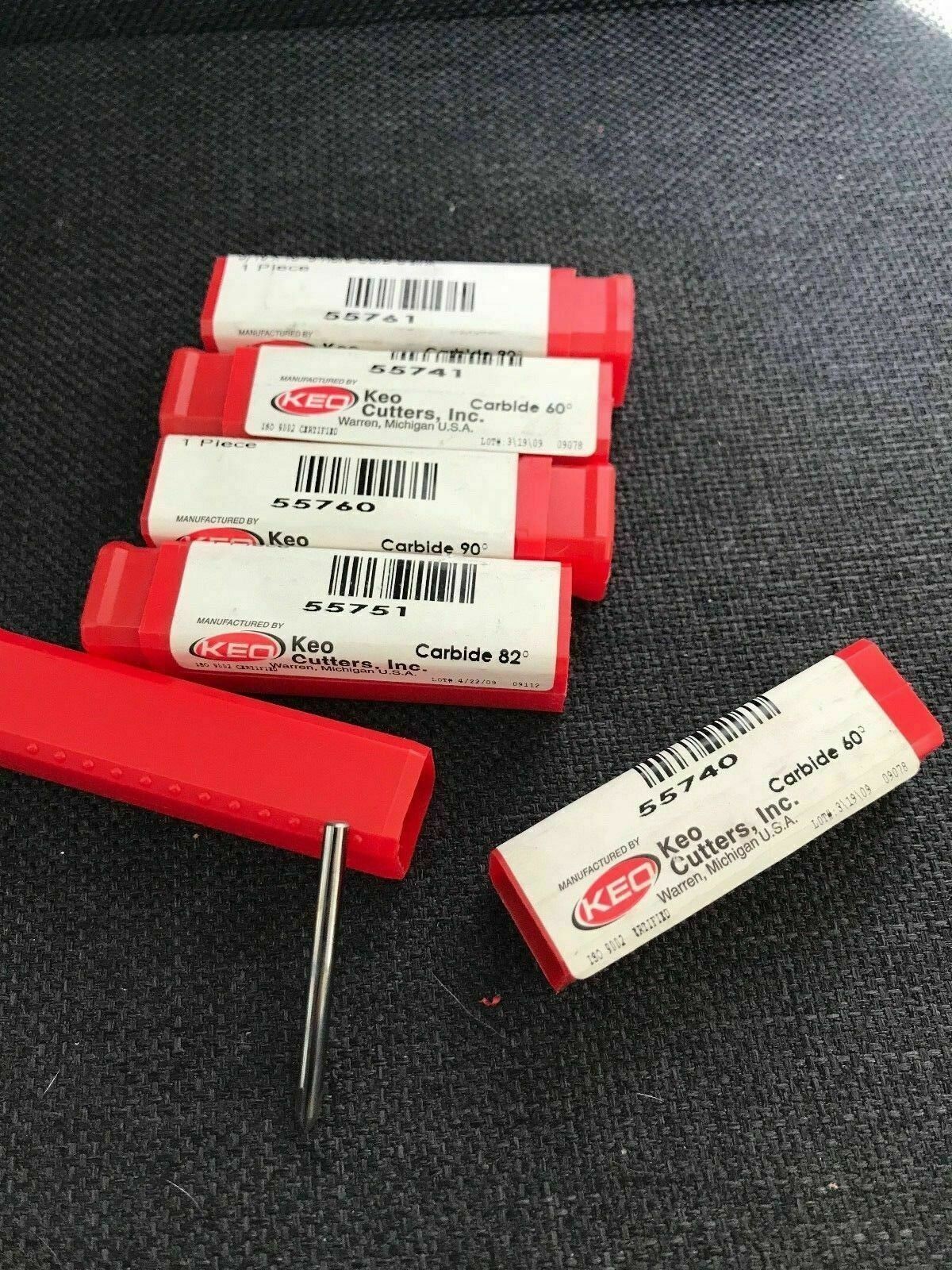 FIVE (5) NEW KEO Center Reamer Countersink, Carbide 1/8" 3/16" 60° 82° 90° 3FLT