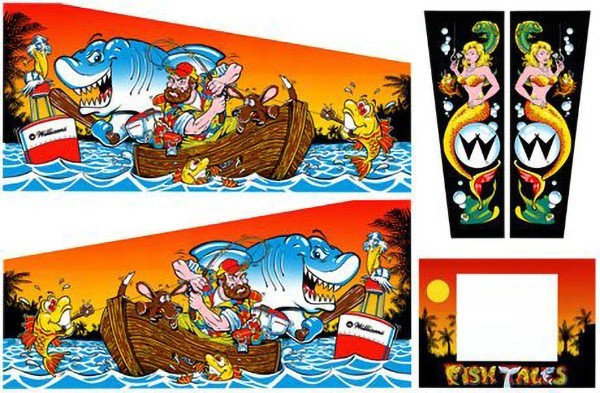 Fish Tales Pinball Machine CABINET Decal Set