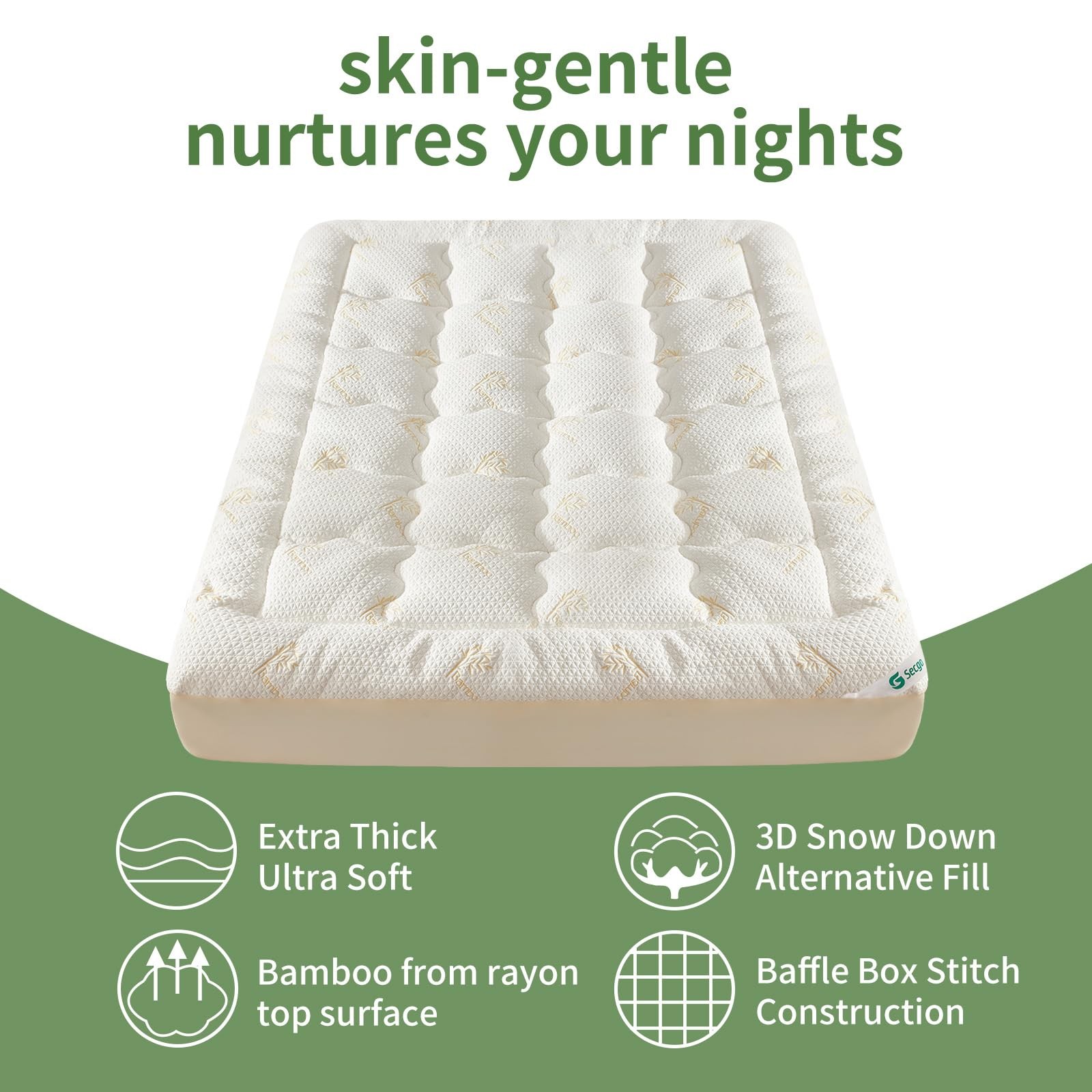 Premium 100% Waterproof Twin Mattress Topper, Breathable Twin, Gold