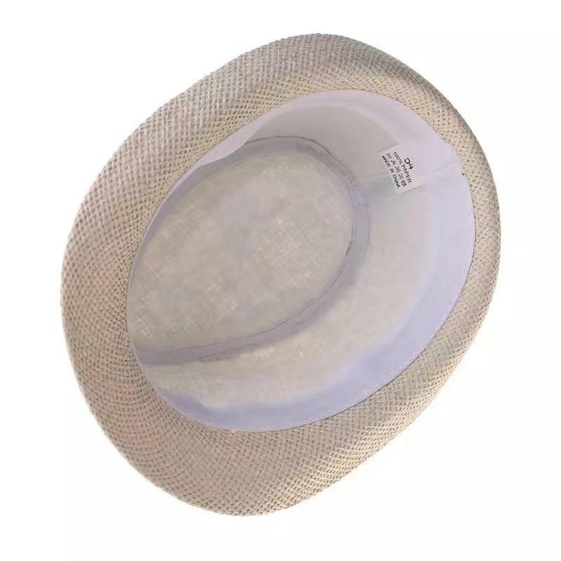 Unisex Summer Straw Fedora Hat Trilby Cuban Sun Cap Panama Short Brim Visor
