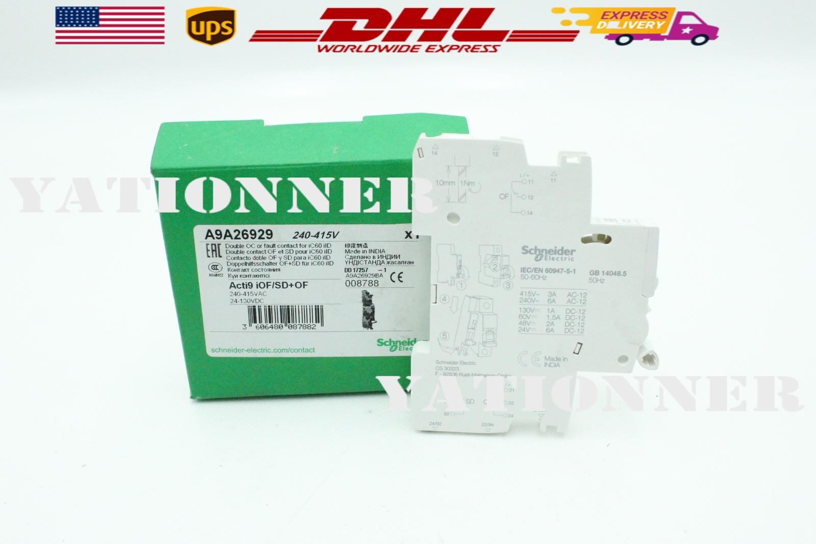 Schneider Electric A9A26929 Dual Auxiliary Switch 240-415V- New Free Shipping
