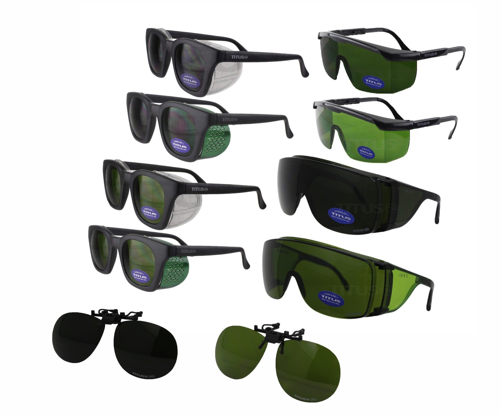 Titus Retro & OTG Safety Welding Glasses Goggles Side Shields Z87 ANSI IR #3 #5