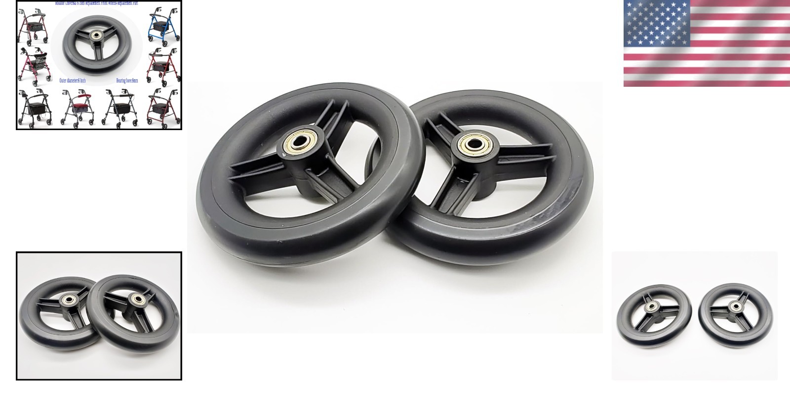 6-Inch Solid Rollator Replacement Wheels | Complete Assembly for Enhanced Safety