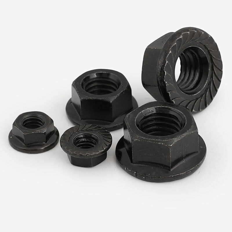 M2 M3 M4 M5 M6 M8 M10 M12 Black Zinc Hex Flange Nut Hexagon Serrated Nuts Metric
