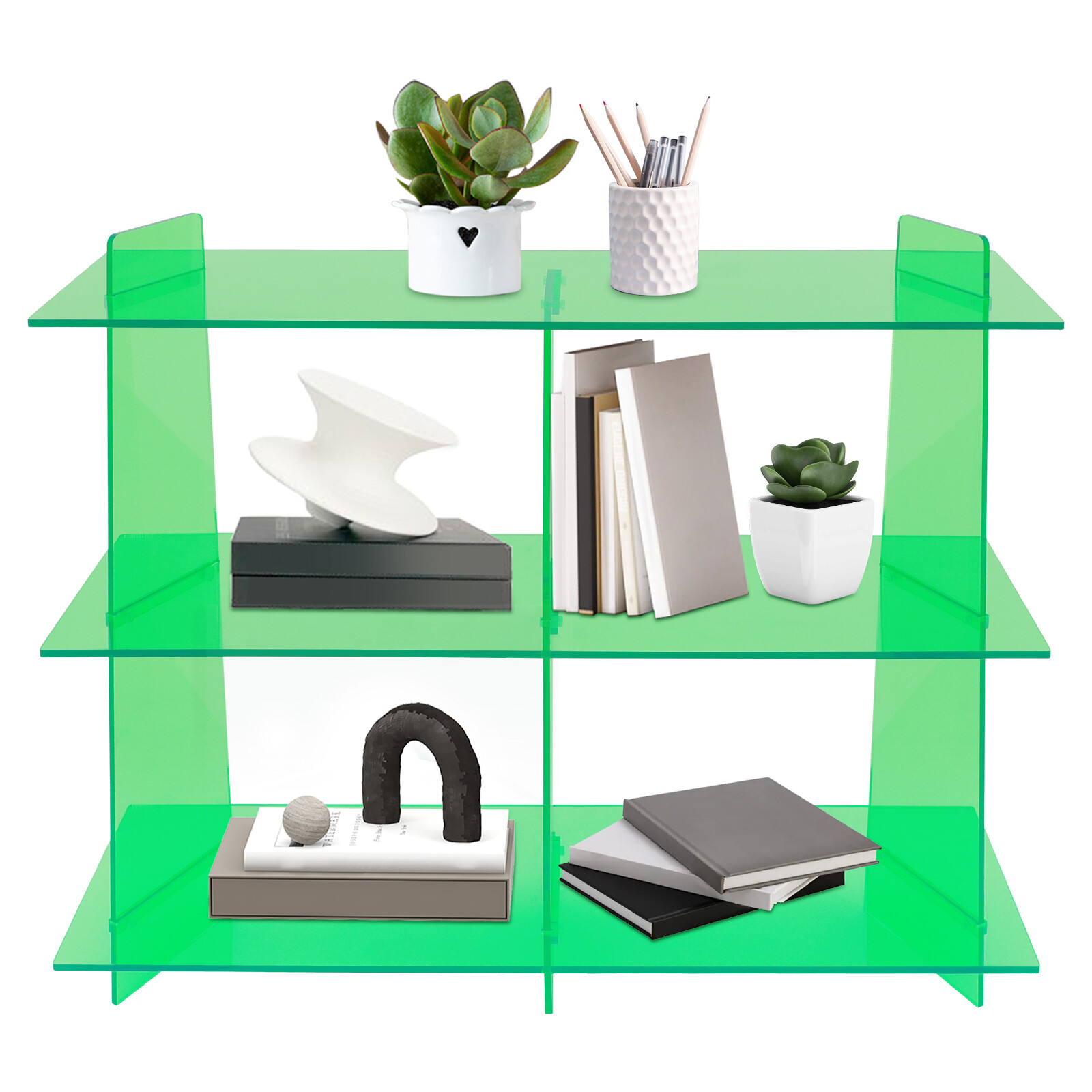 3 Tier Acrylic Bookshelf Bookcase Rack Display Storage Shelves for Small Spaces~