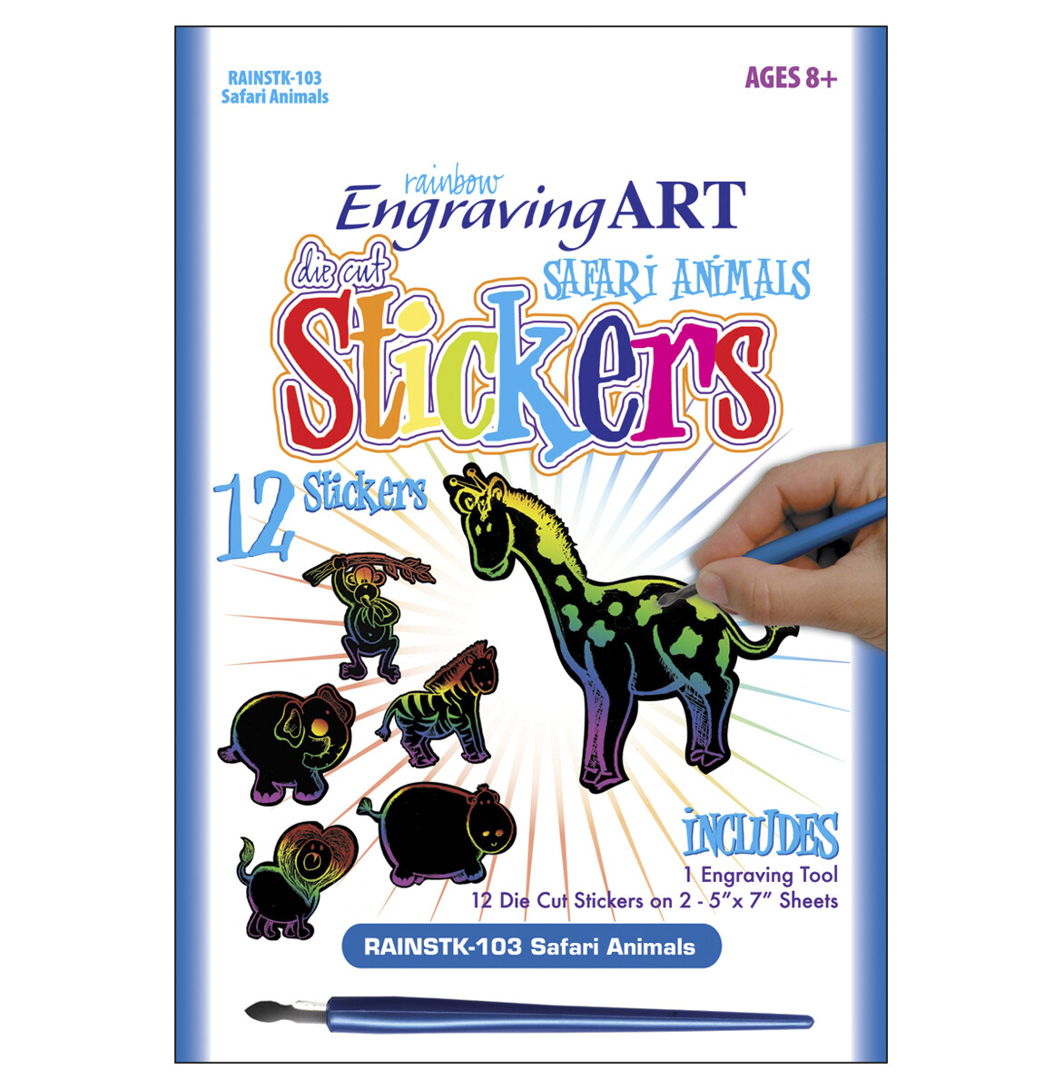 Rainbow Foil Engraving Art Stickers-Safari Animals