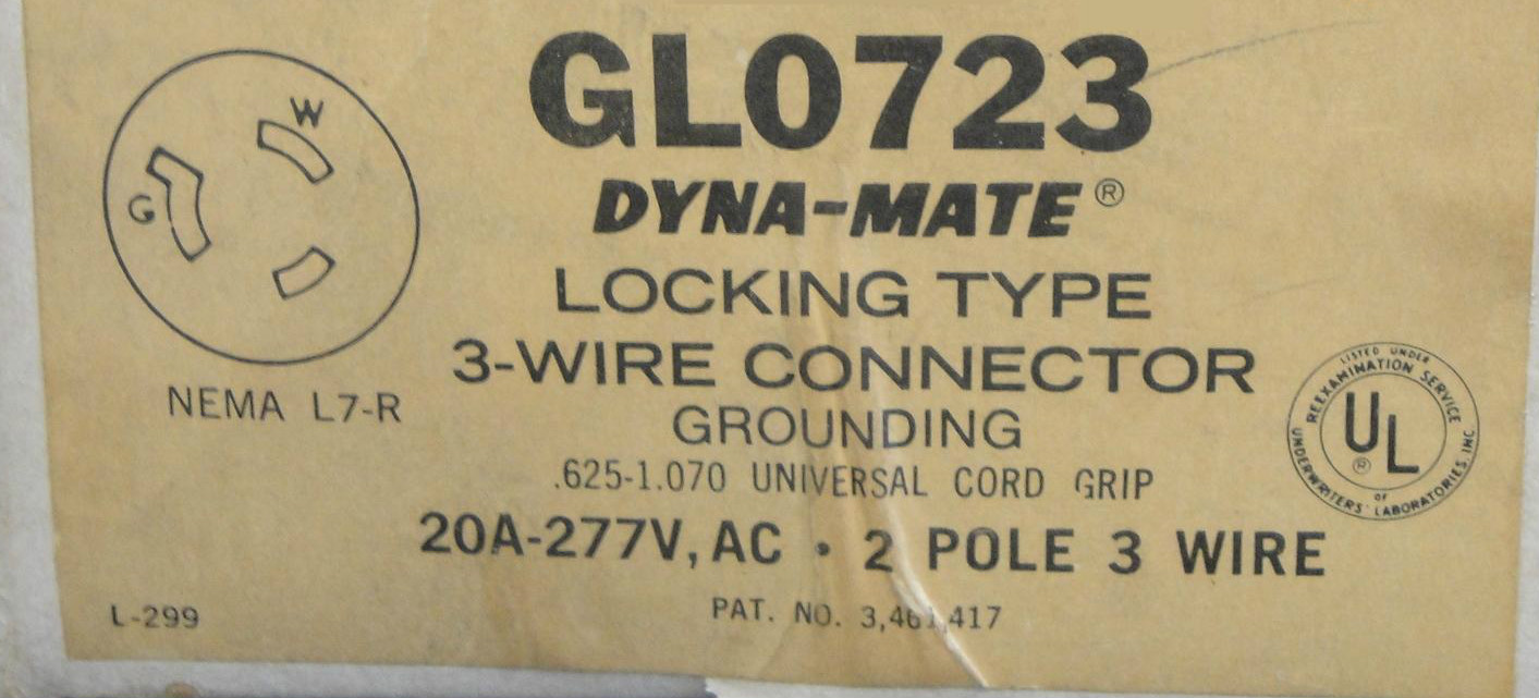 NEW GENERAL ELECTRIC GL0723 DYNA-MATE LOCKING TYPE 3 WIRE CONNECTOR