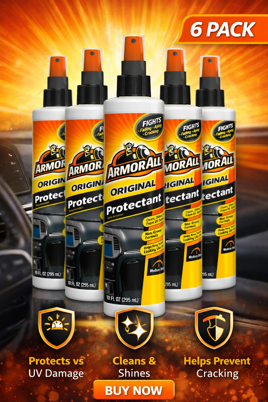 Armor All Original Protectant 6 Pack 10oz | Car Interior UV Cleaner & Shine