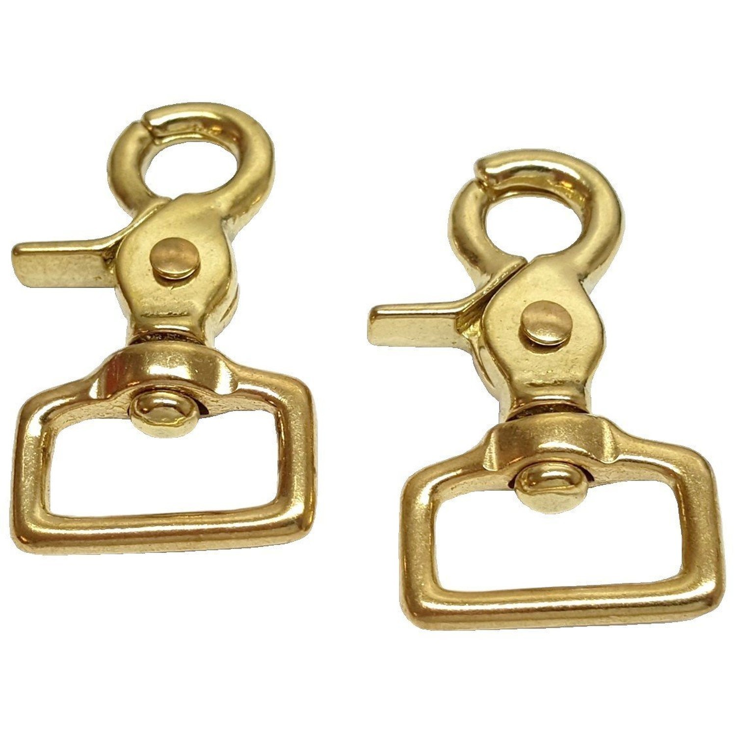 Hill Saddlery & Tack 2 Pack 1" Solid Brass Gold Scissor Swivel Trigger Snaps