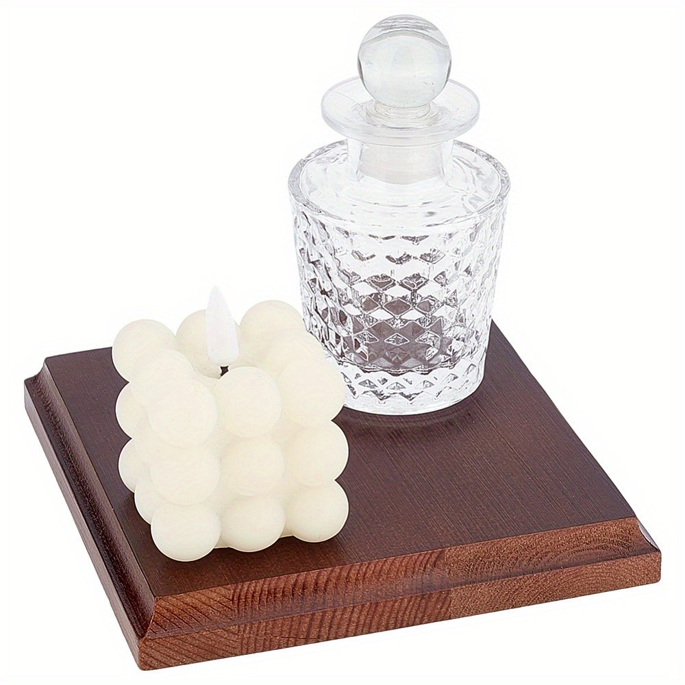 1pc Wood Display Pedestals Square Camel 15x15x2cm Storage Boxes & Organizers