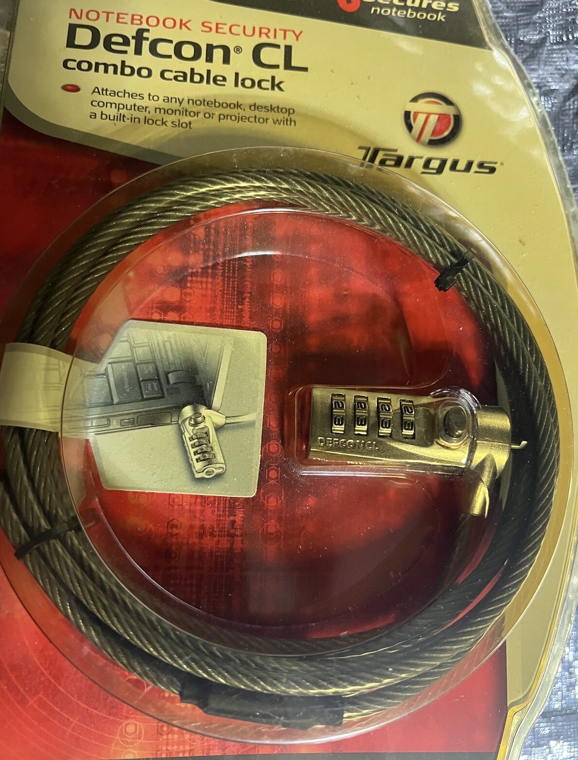 Targus Defcon CL Laptop Notebook Security Combination Lock & Cable PA410U New