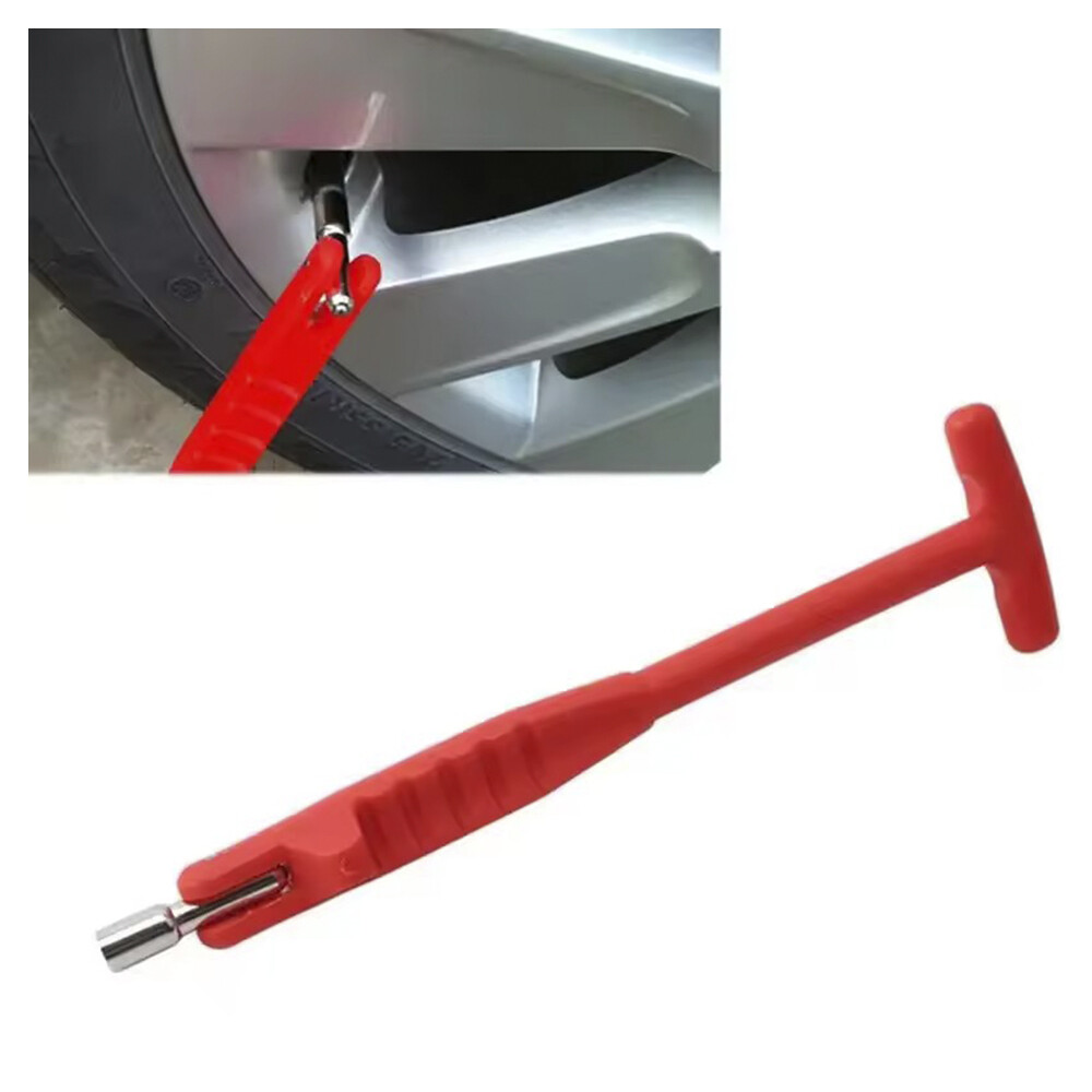 Red Tire Valve Puller For Leverage Against Wheel Rim Application Plastic&Metal