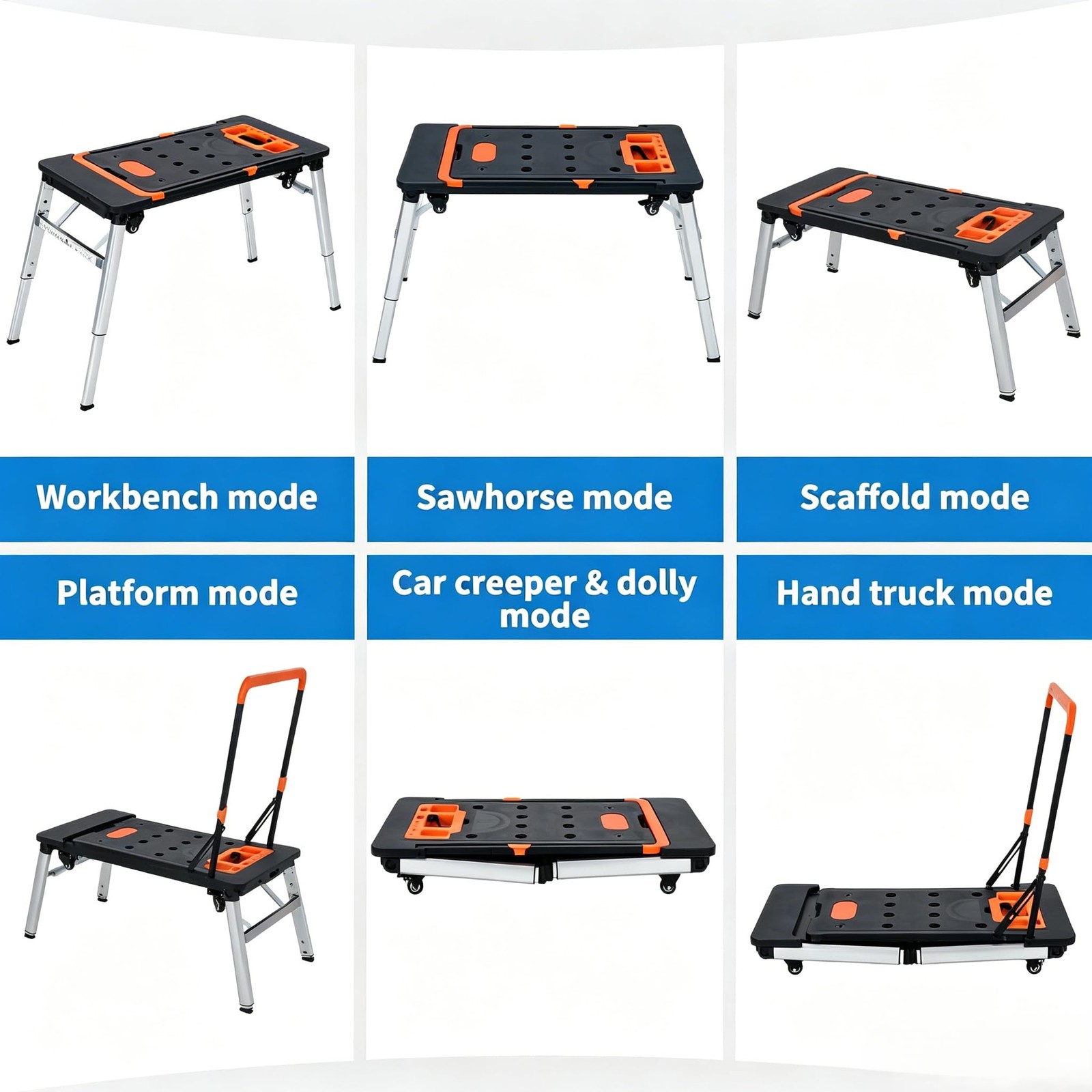 7-in-1 Portable Workstation, Work Table Folding Workbench ,Low Work Platform DIY