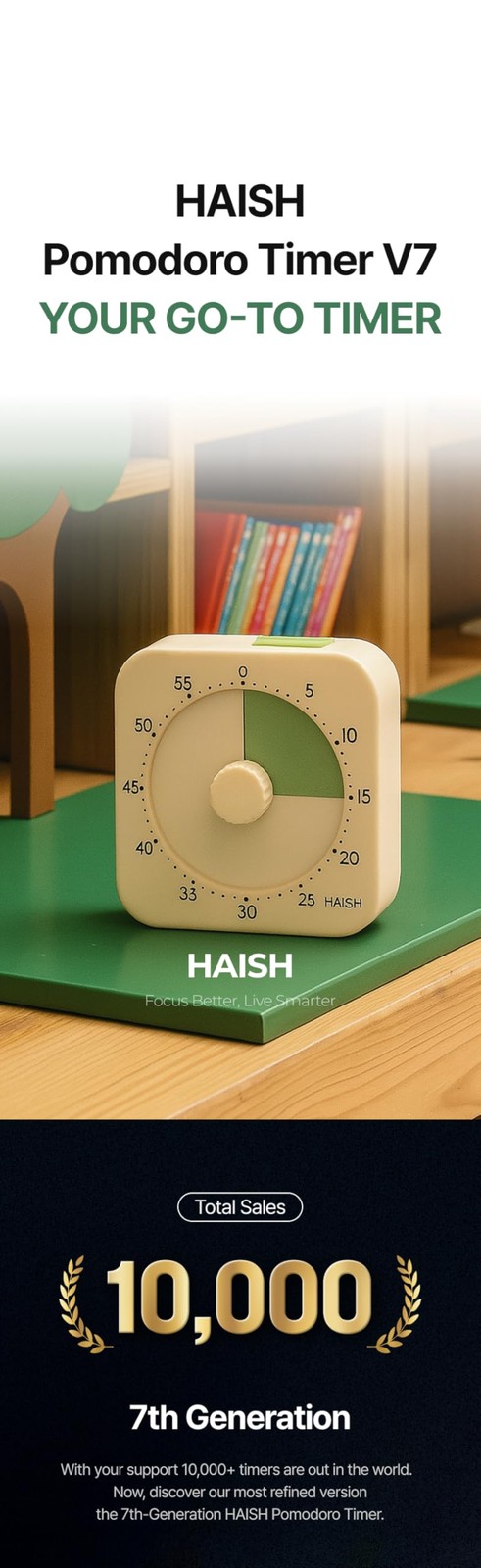 60 Minute Visual Timer for - Premium Countdown Timer with Magnetic Back & Pau...